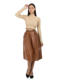 Jupe Mi-longue En Simili 5 Jupe Mi-longue En Simili -Look De Femme Soldes Boutique RK26 6005 CML 3