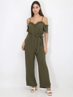 Combinaison Ceinturée Avec Détail Broderie 7 Combinaison Ceinturée Avec Détail Broderie -Look De Femme Soldes Boutique S05 OR5876 KHK 4