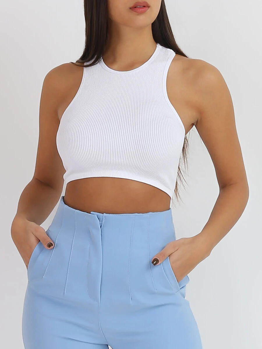 Crop Top En Maille Côtelée 2 Crop Top En Maille Côtelée – Image 2