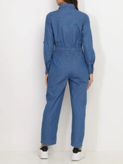 Combinaison De Travail Effet Denim 6 Combinaison De Travail Effet Denim -Look De Femme Soldes Boutique S10 8136 BLU 3