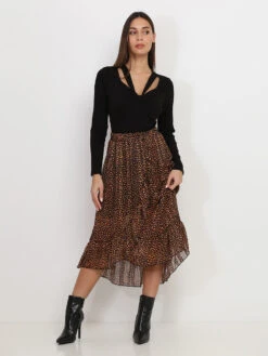 Jupe Style Portefeuille à Imprimé 7 Jupe Style Portefeuille à Imprimé -Look De Femme Soldes Boutique S27 8235 A BLK 4