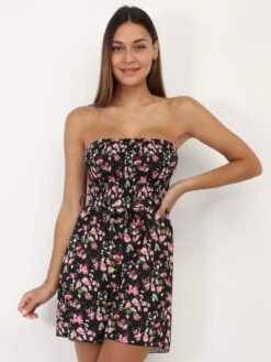 Combi-short Bustier à Imprimé Fleurs