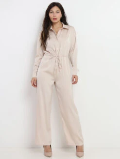 Combinaison Satinée à Pantalon évasé -Look De Femme Soldes Boutique T09 0281 BGE 3