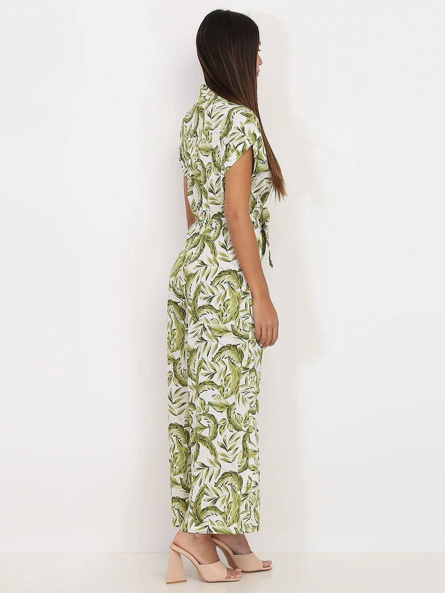 Combinaison Fluide à Imprimé Feuilles 2 Combinaison Fluide à Imprimé Feuilles – Image 2