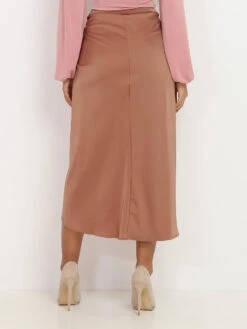 Jupe Mi-longue Portefeuille Satinée -Look De Femme Soldes Boutique T12 5077 CML 3