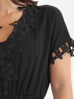 Combinaison Short Avec Détails En Broderie -Look De Femme Soldes Boutique T14 0882 BLK 5