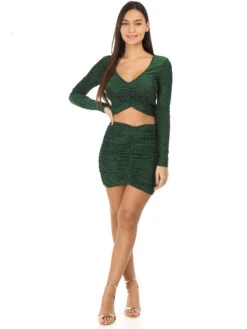 Jupe Froncée Moulante à Paillettes 5 Jupe Froncée Moulante à Paillettes -Look De Femme Soldes Boutique T17 12717 GRN 3