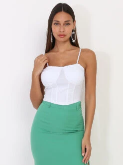 Crop-top Blanc Style Corset à Bretelles Blanc