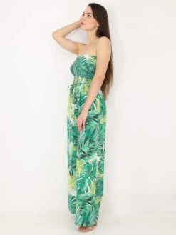 Combinaison Bustier à Motif Tropical