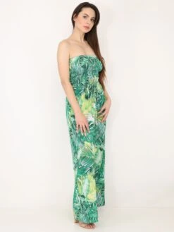 Combinaison Bustier à Motif Tropical -Look De Femme Soldes Boutique U01 PM8325 GRN 4