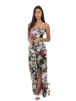 Combinaison Pantalon à Motif Tropical -Look De Femme Soldes Boutique U10 1863 7 BLK 3