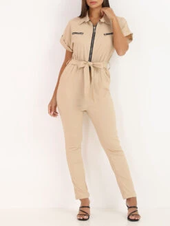 Combinaison Ceinturée à Fermeture Zippée