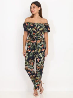 Combinaison Pantalon à Imprimé Fleuri 5 Combinaison Pantalon à Imprimé Fleuri -Look De Femme Soldes Boutique U15 OR885 BLU 3