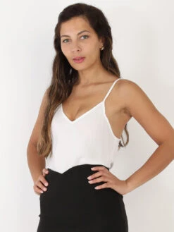 Caraco Fluide Blanc à Fines Bretelles Blanc