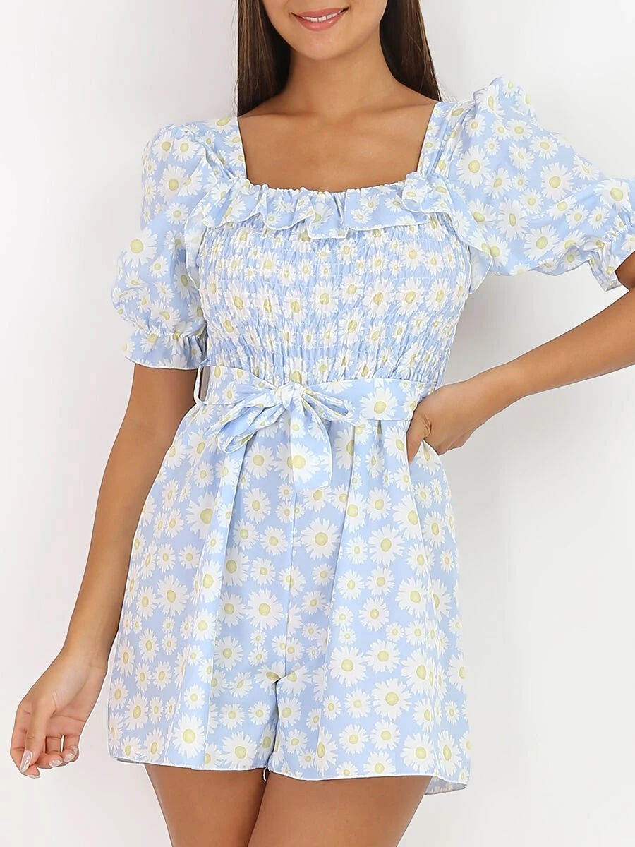 Combi-short à Fleurs Et Volants 1 Combi-short à Fleurs Et Volants