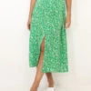 Jupe Fendue à Motif Petites Fleurs