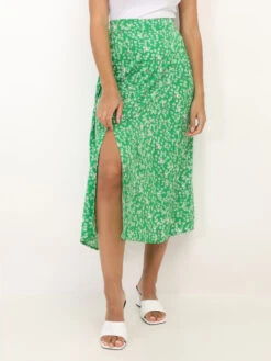 Jupe Fendue à Motif Petites Fleurs -Look De Femme Soldes Boutique V01 P8385 L GRN 4