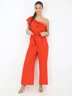Combinaison Asymétrique à Volants -Look De Femme Soldes Boutique V04 OR5851 RED 4