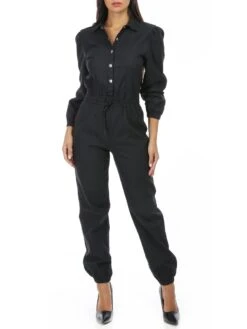 Combi-pantalon Enduite à Boutons Pressions