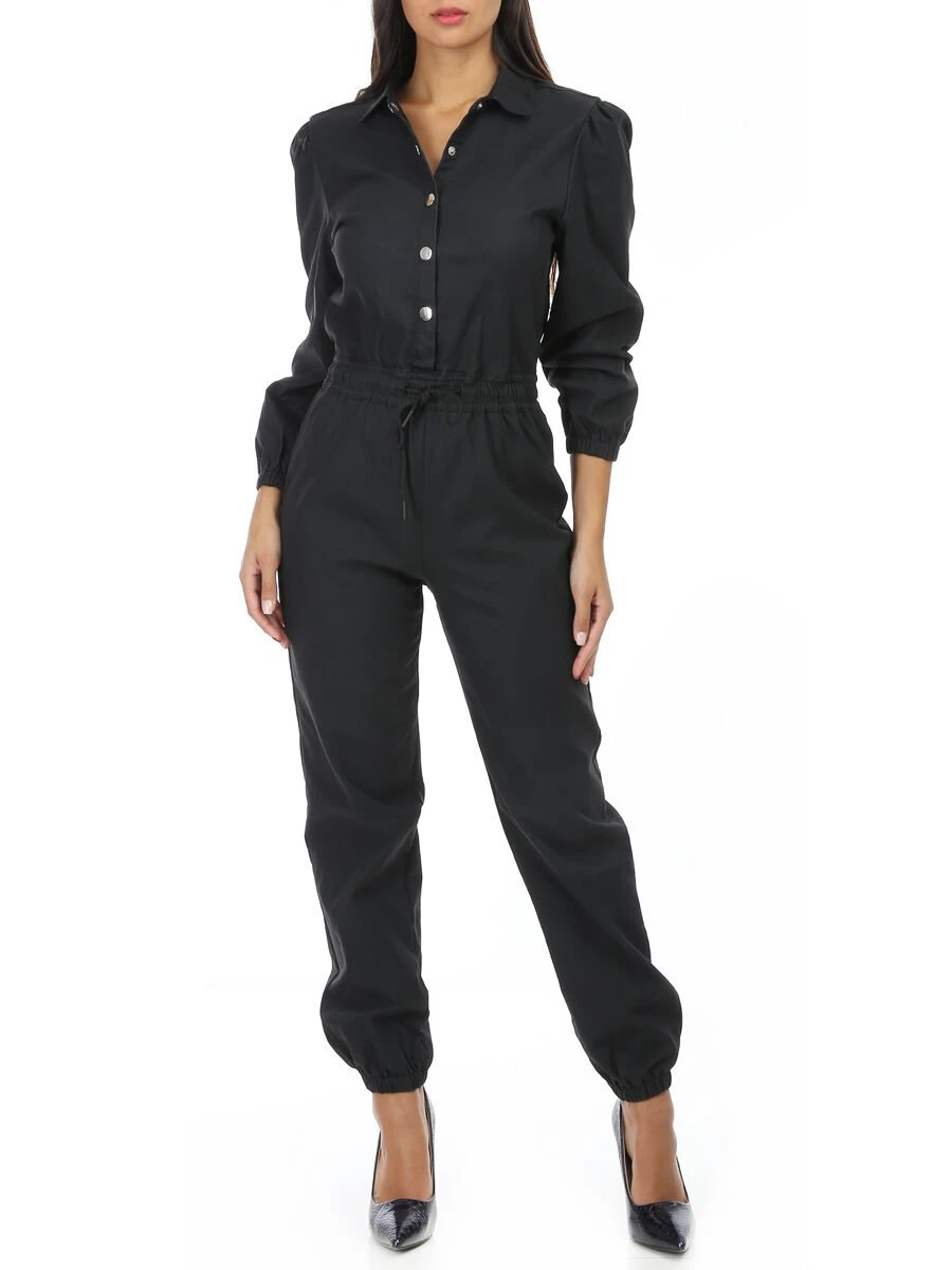 Combi-pantalon Enduite à Boutons Pressions 1 Combi-pantalon Enduite à Boutons Pressions