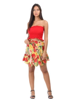 Jupe à Volant Motif Fleuri -Look De Femme Soldes Boutique V13 3314 YLL 3