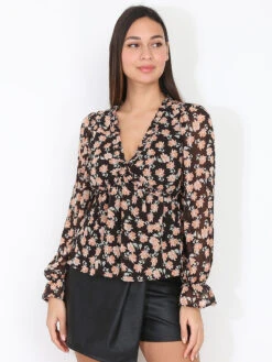 Top à Fleurs Et Volants