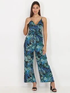 Combinaison Pantalon à Imprimé Feuilles