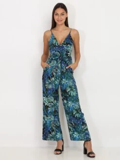 Combinaison Pantalon à Imprimé Feuilles 5 Combinaison Pantalon à Imprimé Feuilles -Look De Femme Soldes Boutique V20 OR5827 3 BLK 3