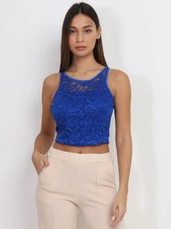 Crop-top En Dentelle Sans Manches