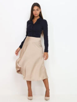 Jupe Mi-longue Satinée 5 Jupe Mi-longue Satinée -Look De Femme Soldes Boutique V24 0021J TAU 3