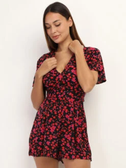 Combi-short à Motif Petites Fleurs 7 Combi-short à Motif Petites Fleurs -Look De Femme Soldes Boutique V24 P8359 E BLKFSH 4