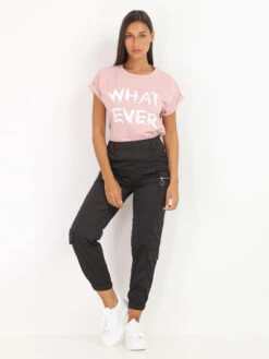 T-shirt Oversize à Inscription -Look De Femme Soldes Boutique V27 31506W PNK 3