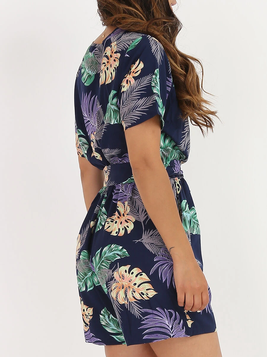 Combi-short à Imprimé Feuilles Tropicales 2 Combi-short à Imprimé Feuilles Tropicales – Image 2