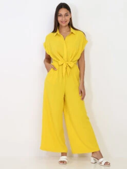 Combinaison Fluide Jaune à Nouer Jaune -Look De Femme Soldes Boutique W04 23374 YLL 3