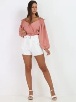 Short En Dentelle à Ceinture -Look De Femme Soldes Boutique W06 12799 WHT 4