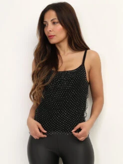 Débardeur Avec Filet En Résille à Strass