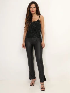 Débardeur Avec Filet En Résille à Strass -Look De Femme Soldes Boutique W13 D502 BLK 3