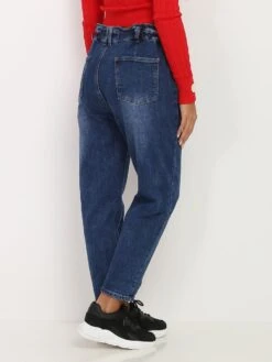 Jeans Droit élastique à La Taille -Look De Femme Soldes Boutique W14 B968 BLU 3