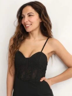 Combinaison Corset En Dentelle à Fentes 6 Combinaison Corset En Dentelle à Fentes -Look De Femme Soldes Boutique W17 22005 BLK 4