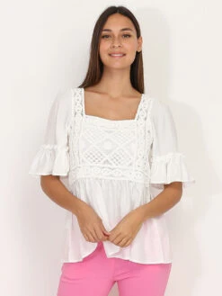 Top Style Bohème à Volants Et Crochet