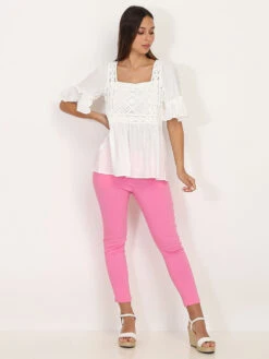 Top Style Bohème à Volants Et Crochet 5 Top Style Bohème à Volants Et Crochet -Look De Femme Soldes Boutique W17 3836 WHT 3