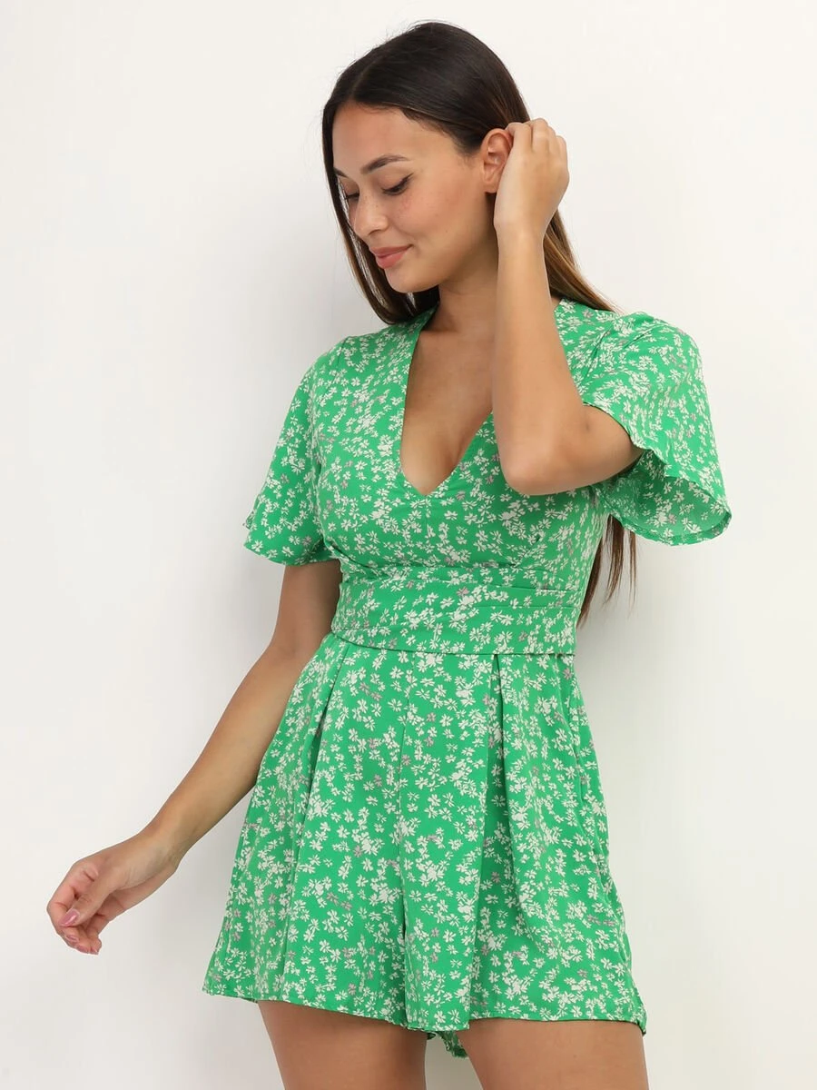 Combi-short à Imprimé Petites Fleurs 1 Combi-short à Imprimé Petites Fleurs