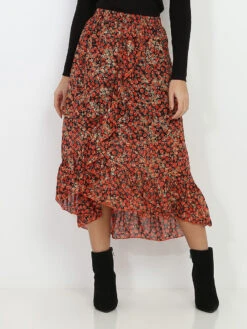 Jupe Style Portefeuille à Fleurs