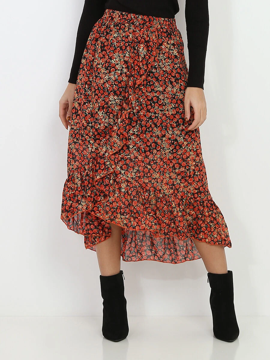 Jupe Style Portefeuille à Fleurs 1 Jupe Style Portefeuille à Fleurs