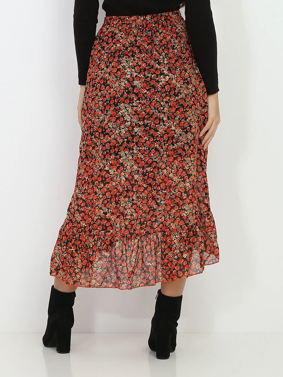 Jupe Style Portefeuille à Fleurs 2 Jupe Style Portefeuille à Fleurs – Image 2