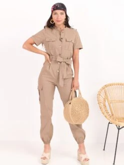 Combinaison Ceinturée à Poches 9 Combinaison Ceinturée à Poches -Look De Femme Soldes Boutique X28 5151 BGE 5