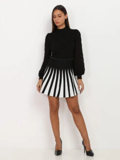Jupe Patineuse Bicolore 5 Jupe Patineuse Bicolore -Look De Femme Soldes Boutique Y12 MCY03121 BLK 3