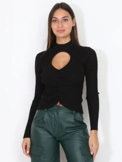 Top En Maille Cut-out Et Froncé