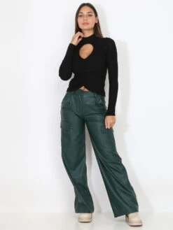 Top En Maille Cut-out Et Froncé 5 Top En Maille Cut-out Et Froncé -Look De Femme Soldes Boutique Y21 1007 BLK 3