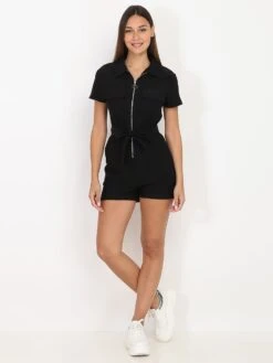 Combi-short Ceinturée à Zip 5 Combi-short Ceinturée à Zip -Look De Femme Soldes Boutique Y29 190068 BLK 3